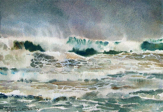 550x381 Watercolour Seascape, Pacific. - Painting Seascapes In Watercolour