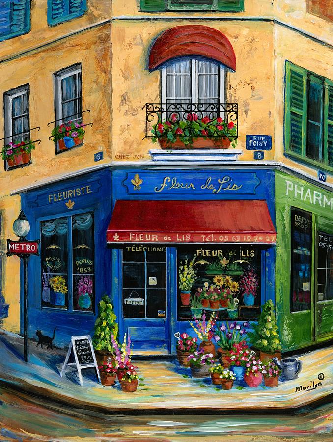 678x900 French Flower Shop Painting By Marilyn Dunlap - Painting Shop