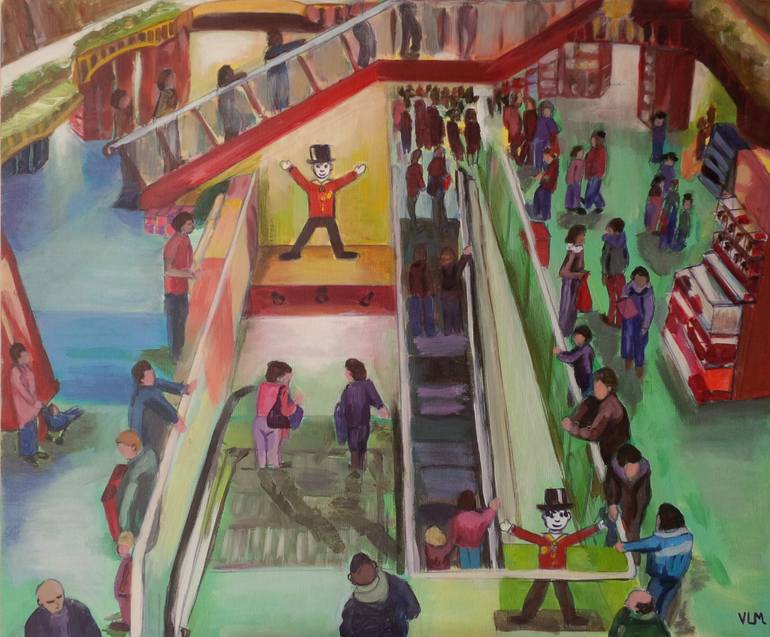 770x637 Saatchi Art Christmas Shopping Painting By Le Meur - Painting Shopping