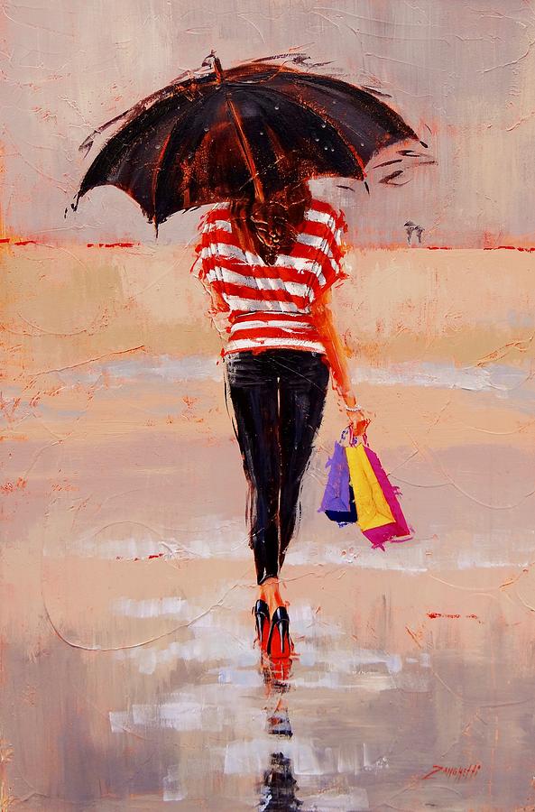 593x900 Shoe Shopping Painting By Laura Lee Zanghetti - Painting Shopping