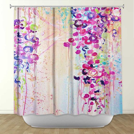 570x570 Dance Of The Sakura, Fine Art Painting Shower Curtain Washable - Painting Shower Curtain