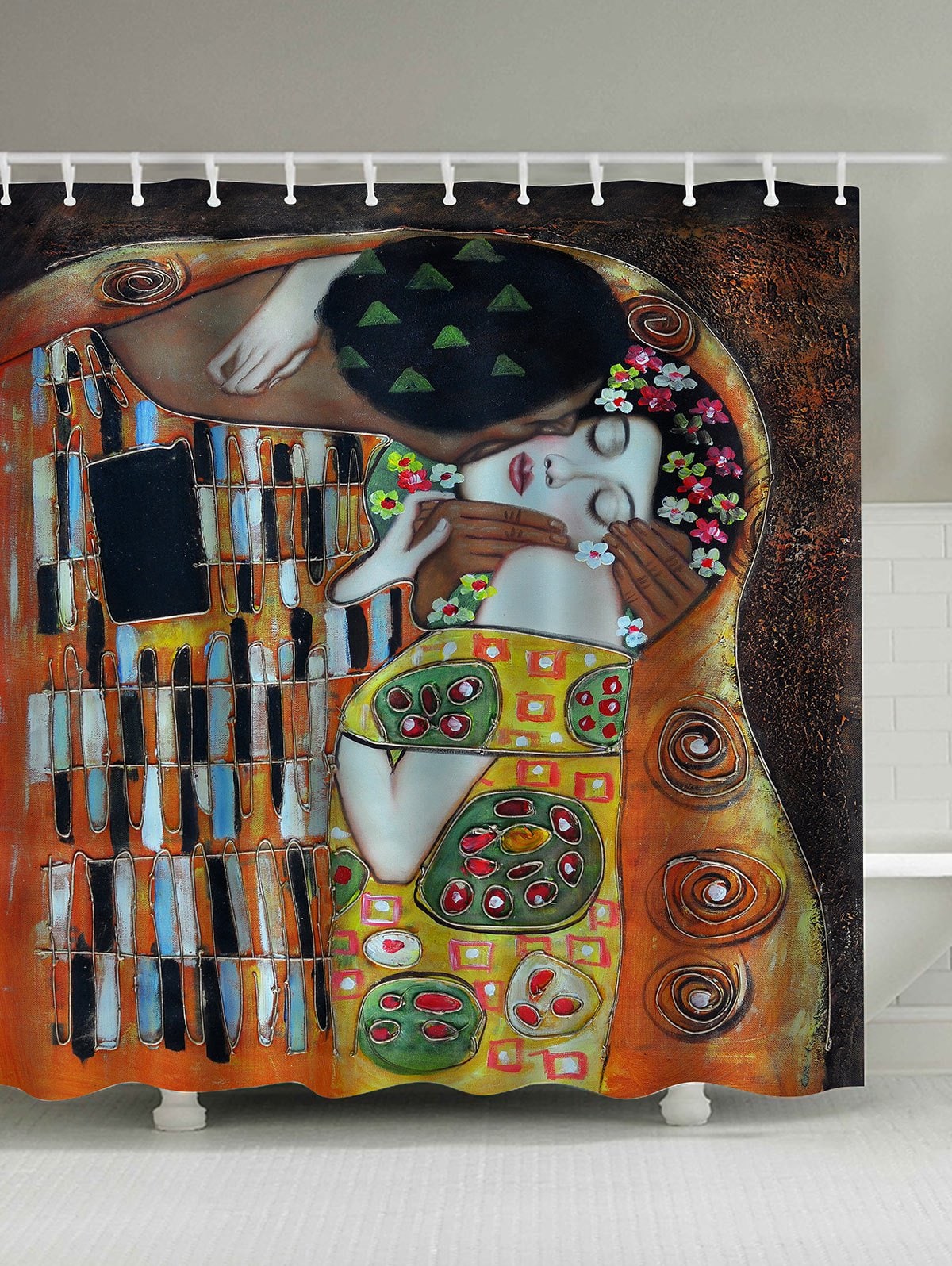 1200x1596 2018 Kissing Abstract Art Painting Shower Curtain Colormix Cm - Painting Shower Curtain