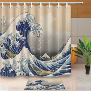 300x300 National Style Shower Curtain Set Japanese Ink Painting Ocean - Painting Shower Curtain