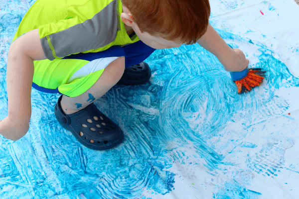 600x400 Preschool Art Activity Washable Painting On A Shower Curtain - Painting Shower Curtain