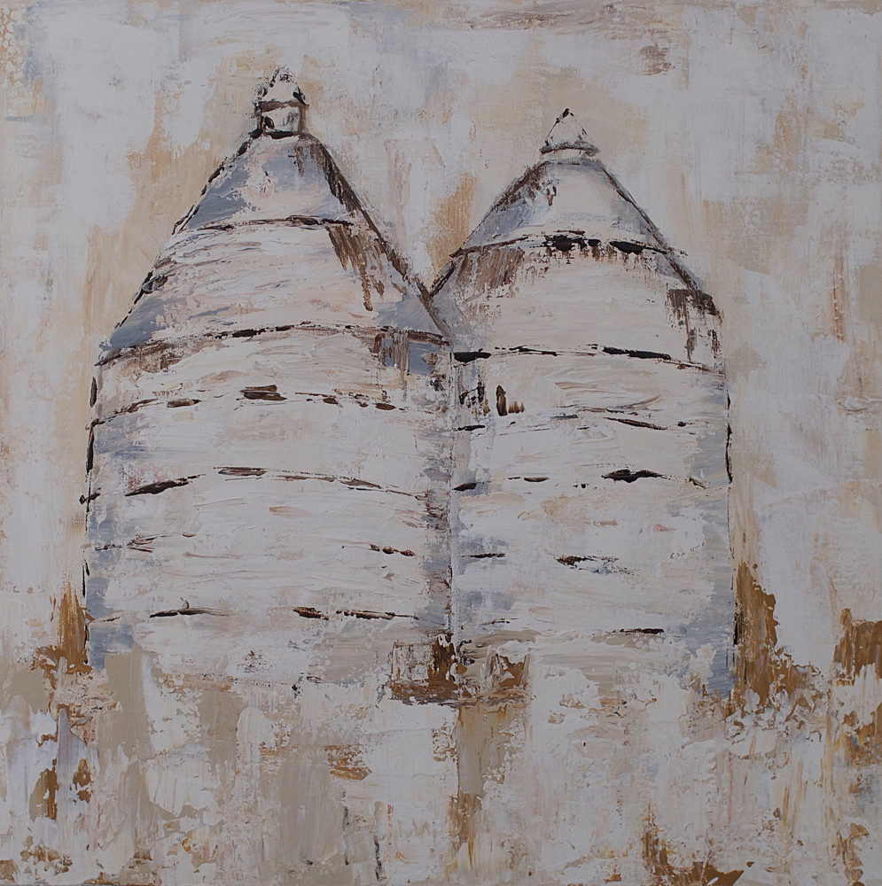 995x1000 Silos Original Painting By Kelly Berkey Fine Art Prints - Painting Silos