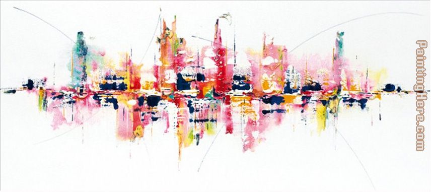 856x381 Unknown Artist Hansjorg Furrer Skyline Painting Anysize 50% Off - Painting Skyline