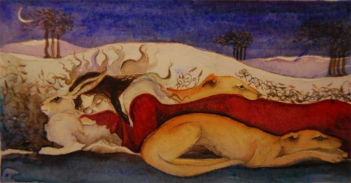 700x365 A Spell For Sleeping, Small Small Watercolour Of Woman Resting - Painting Sleeping Woman