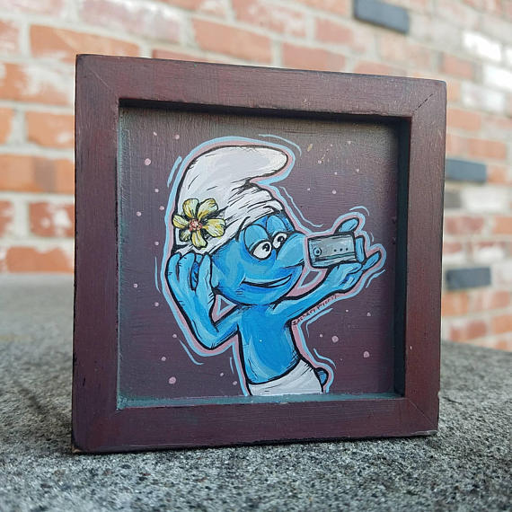 570x570 Vanity Smurf Selfie Small Original Smurfs Cartoon Painting - Painting Smurf