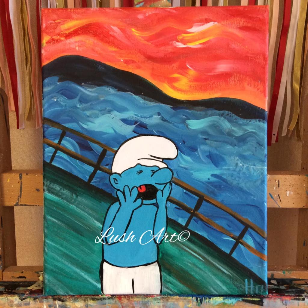 1024x1024 Lush Art Fan Night Smurf Inspired Scream Themed Paint Class - Painting Smurf