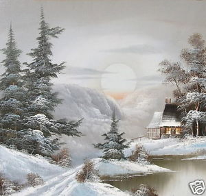 300x286 Large Original Oil Painting Signed(R.cooper)realism Winter - Painting Snow On Trees