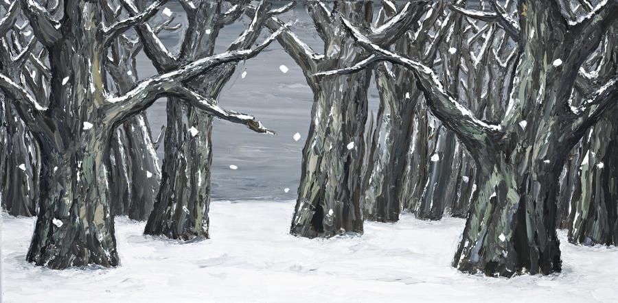 900x442 Painting (Snow Scene - Painting Snow On Trees