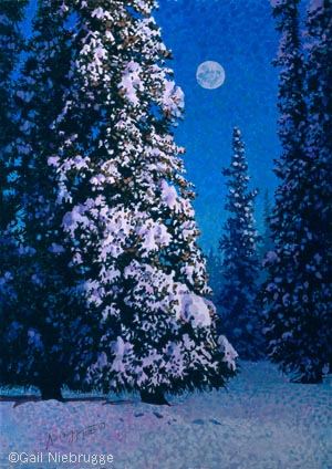 300x424 Painting Of A Snow Covered Tree Sold - Painting Snow On Trees