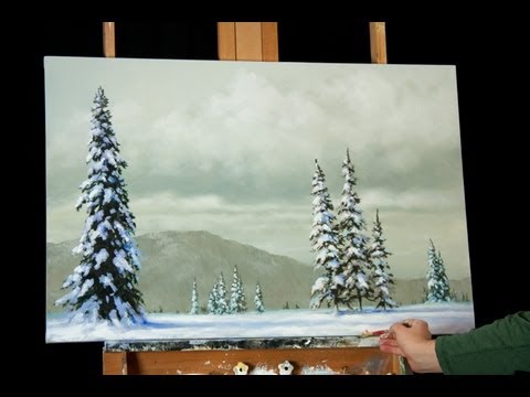 480x360 Time Lapse Winter Acrylic Painting Heavy Snow Covered Trees By Tim - Painting Snow On Trees