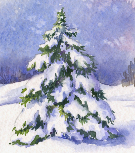 543x614 Everyday Artist How To Paint A Snow Covered Evergreen Tree - Painting Snow On Trees