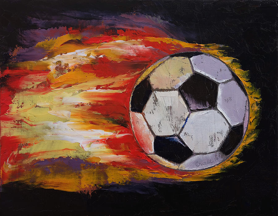 900x701 Soccer Painting By Michael Creese - Painting Soccer Ball