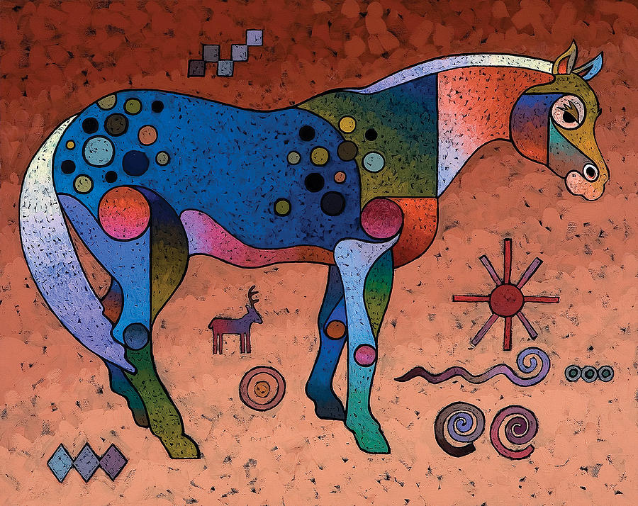 900x714 Southwestern Symbols Painting By Bob Coonts - Painting Southwest