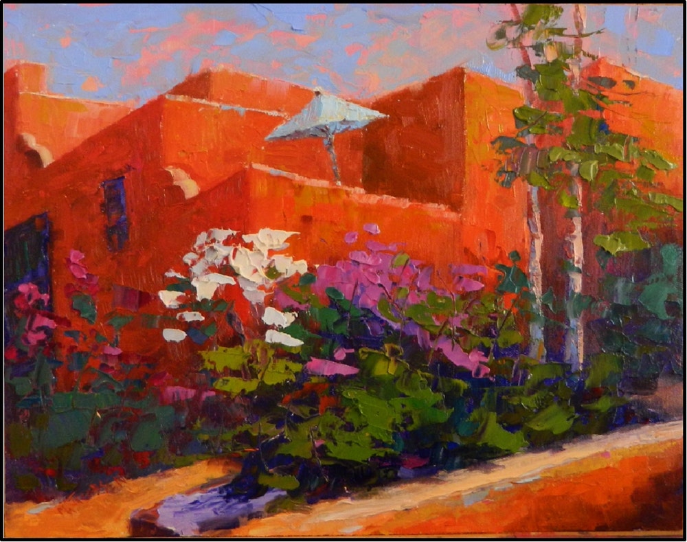 1000x789 Walking To Canyon Road , 14x11, Oil On Linen, Southwest Art, Sant - Painting Southwest