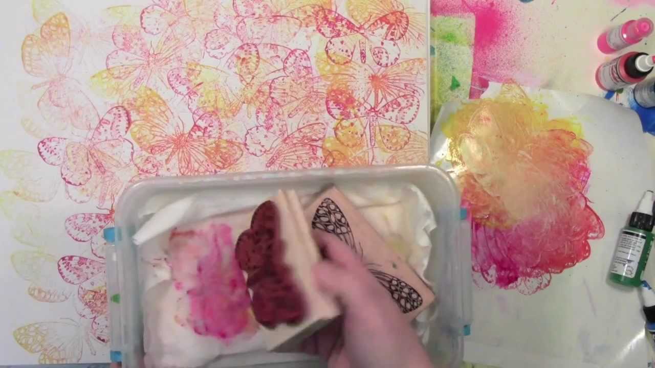 1280x720 Using Golden High Flow Acrylics With Rubber Stamps - Painting Stamps