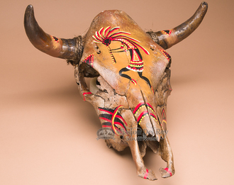 330x261 Southwest Painted Steer Skull Kokopelli (Ps73) - Painting Steer Skull