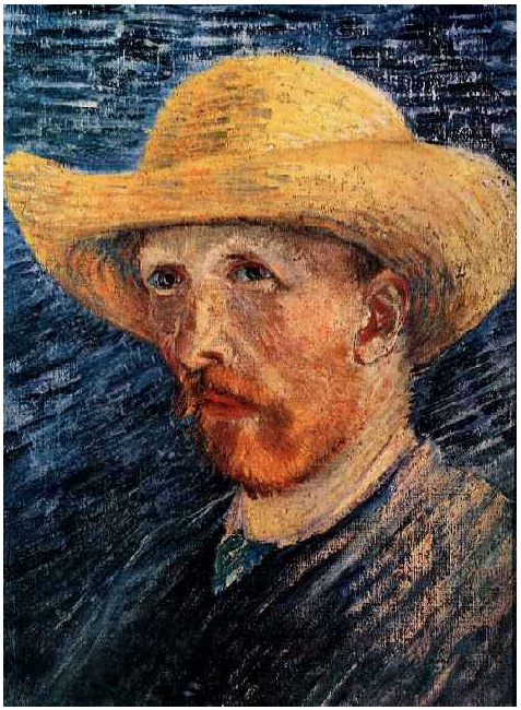 477x650 Self Portrait With Straw Hat Vincent Van Gogh - Painting Straw Hats
