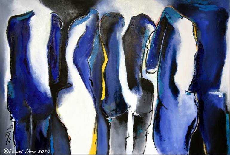 770x520 Saatchi Art Blue And Yellow Streak Painting By Vasant Dora - Painting Streak
