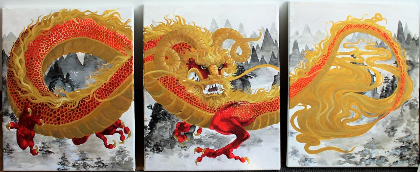 1397x572 Streak Of Gold In The Sky By Kempping - Painting Streak