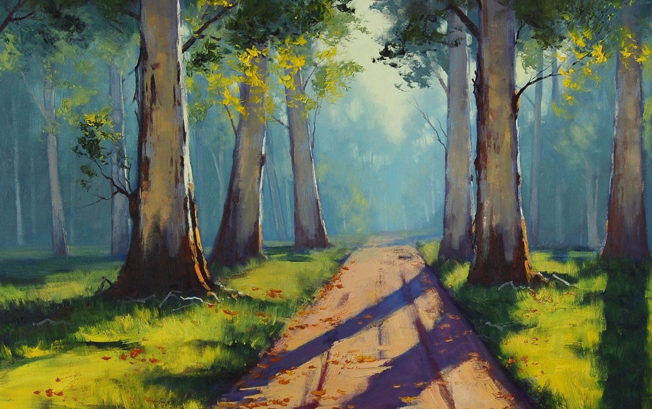 1280x804 Painting Forest Path Sunlight Wallpapers Painting Forest Path - Painting Sunlight