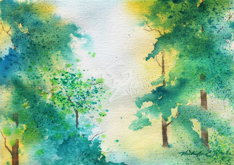 800x566 Misty Sunlight Through The Trees Watercolor Painting - Painting Sunlight Through Trees