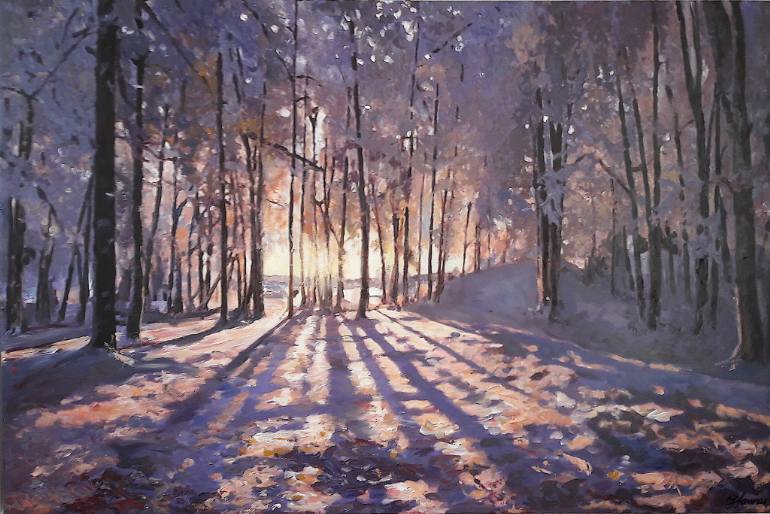 770x514 Saatchi Art Light Through Winter Trees Painting By Teresa Tanner - Painting Sunlight Through Trees