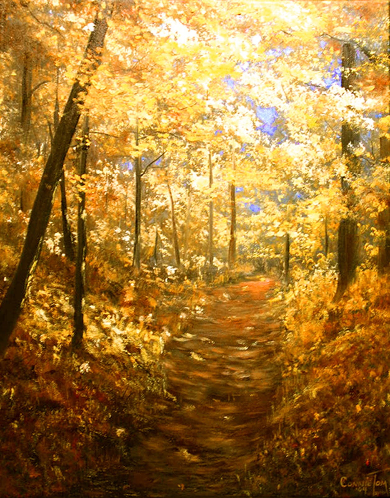 1254x1600 Painting For You Lanterns Of Gold ~ 20 X 16 Painting - Painting Sunlight Through Trees