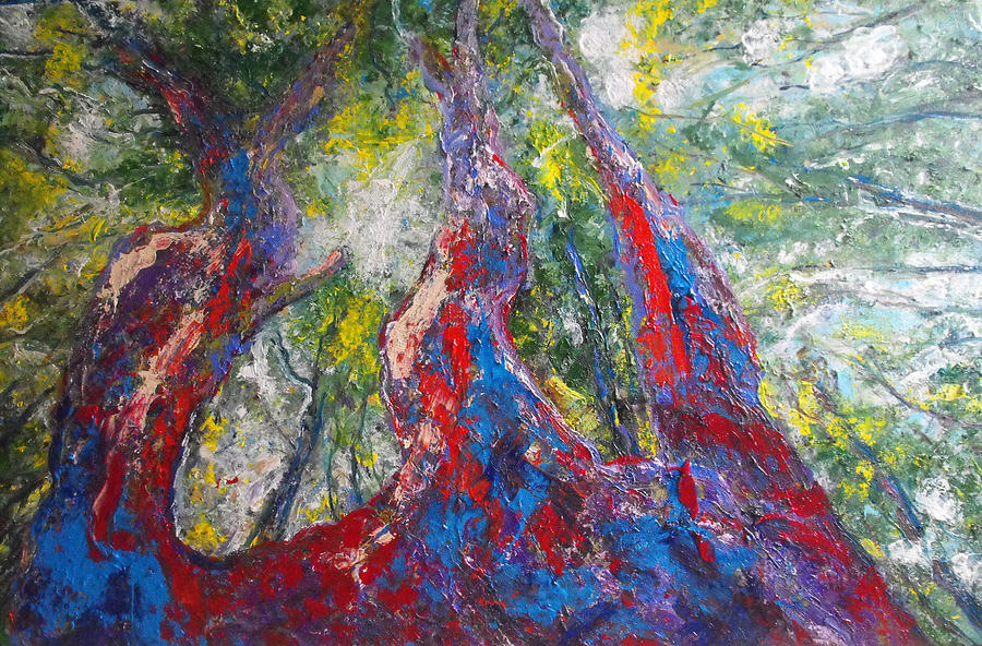 900x592 Sunlight Through The Trees Painting By Koro Arandia - Painting Sunlight Through Trees