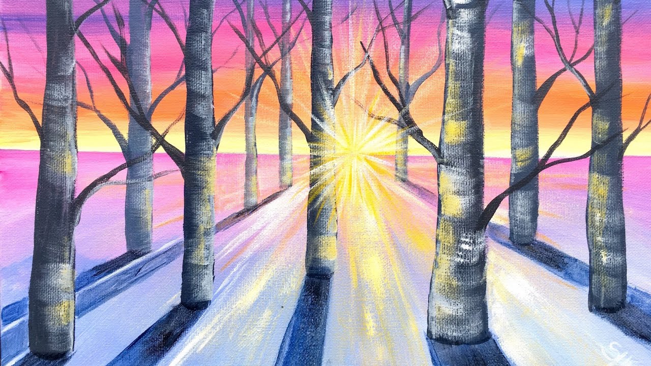 1280x720 Sunlight Through Trees Acrylic Painting Tutorial Beginners - Painting Sunlight Through Trees