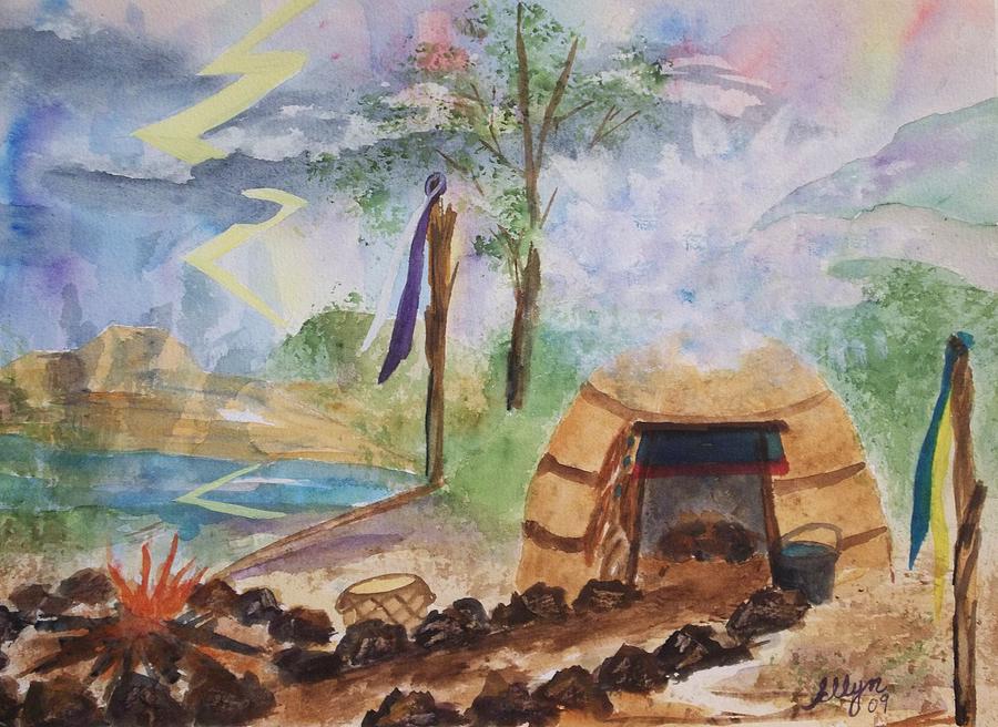 900x656 Sweat Lodge Painting By Ellen Levinson - Painting Sweat