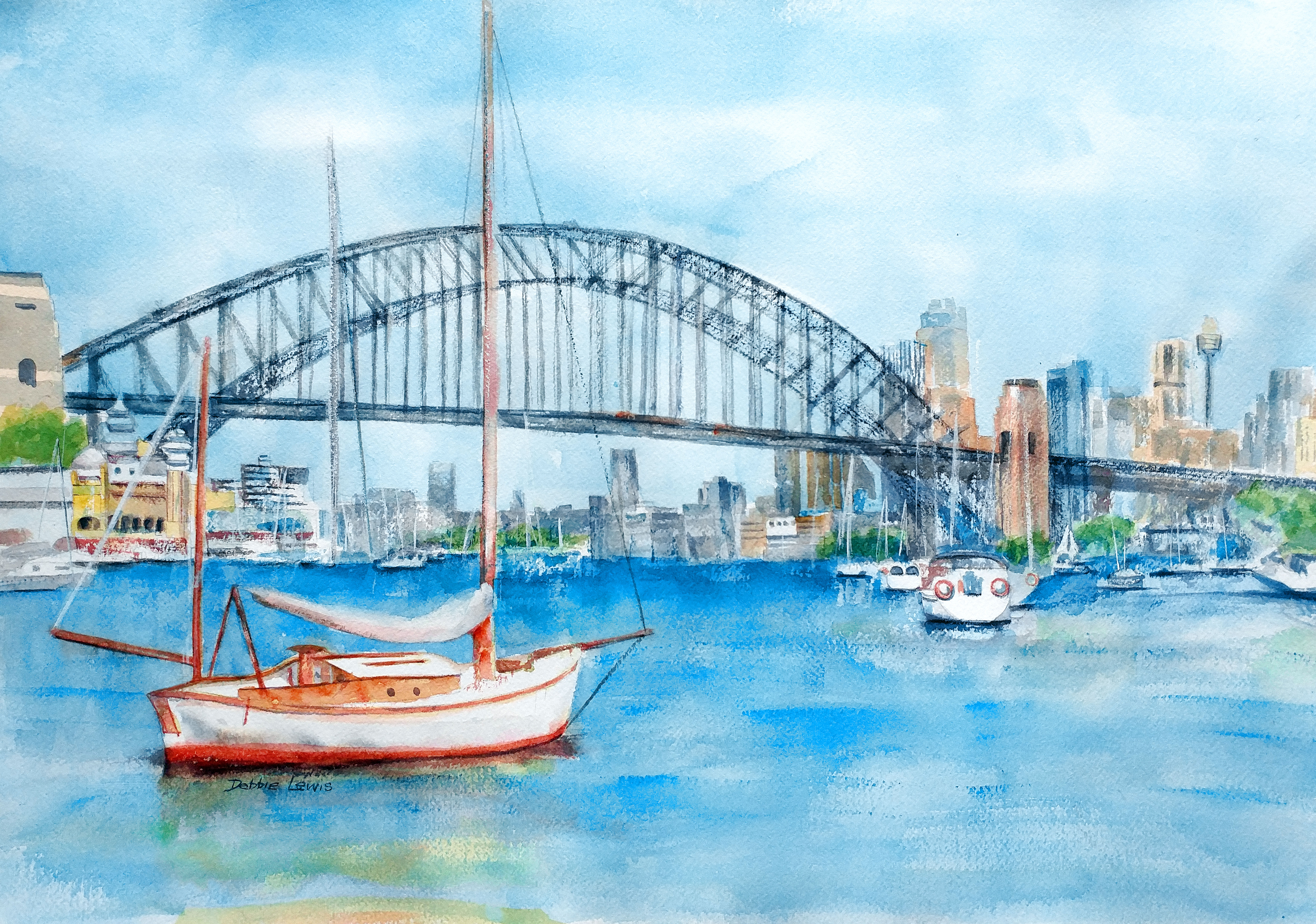 7080x4970 Beautiful Sydney Harbour Bridge - Painting Sydney