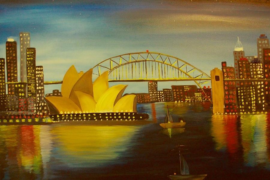 900x600 Sydney City Skyline Painting By Shraddha Tiwari - Painting Sydney