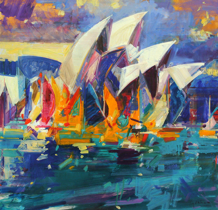 900x869 Sydney Flying Colours Painting By Peter Graham - Painting Sydney