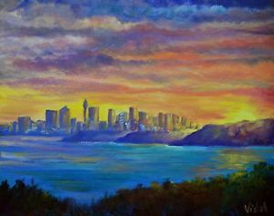 300x237 Original Australian Landscape Oil Painting Of Sydney From Manly Ebay - Painting Sydney