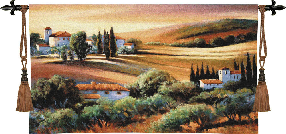 1000x470 Tuscan Landscape Afternoon Light In Tuscany Tapestry Wall Hanging - Painting Tapestry