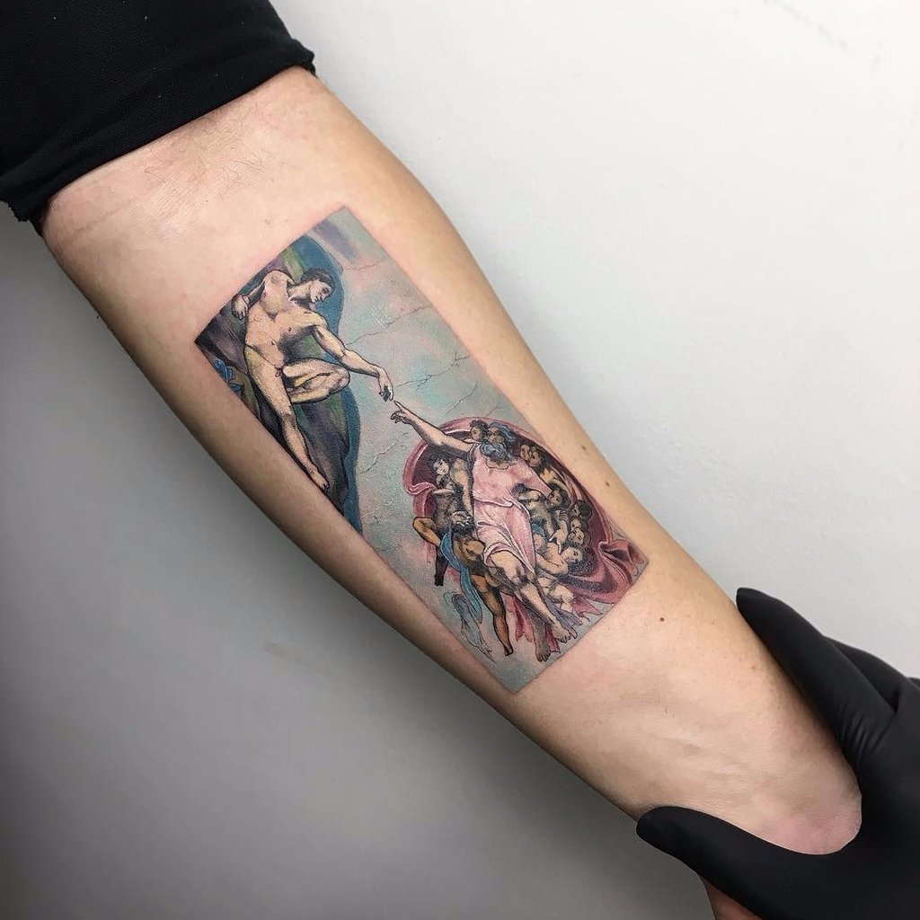 1024x1024 Tattoo Artist Eva Krbdk Tiny Tattoos Of Famous Paintings - Painting Tattoo