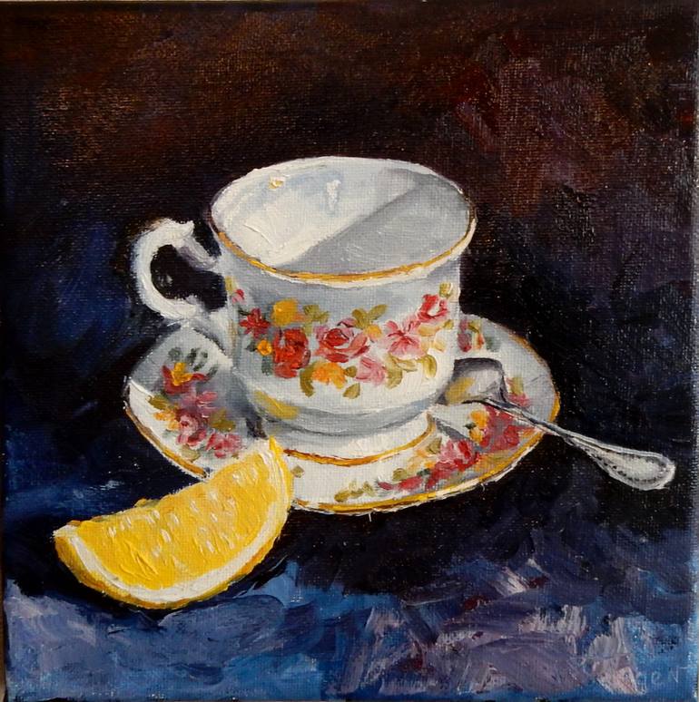 770x774 Saatchi Art Teacup(2). Still Life Painting By Vita Schagen - Painting Tea Cup