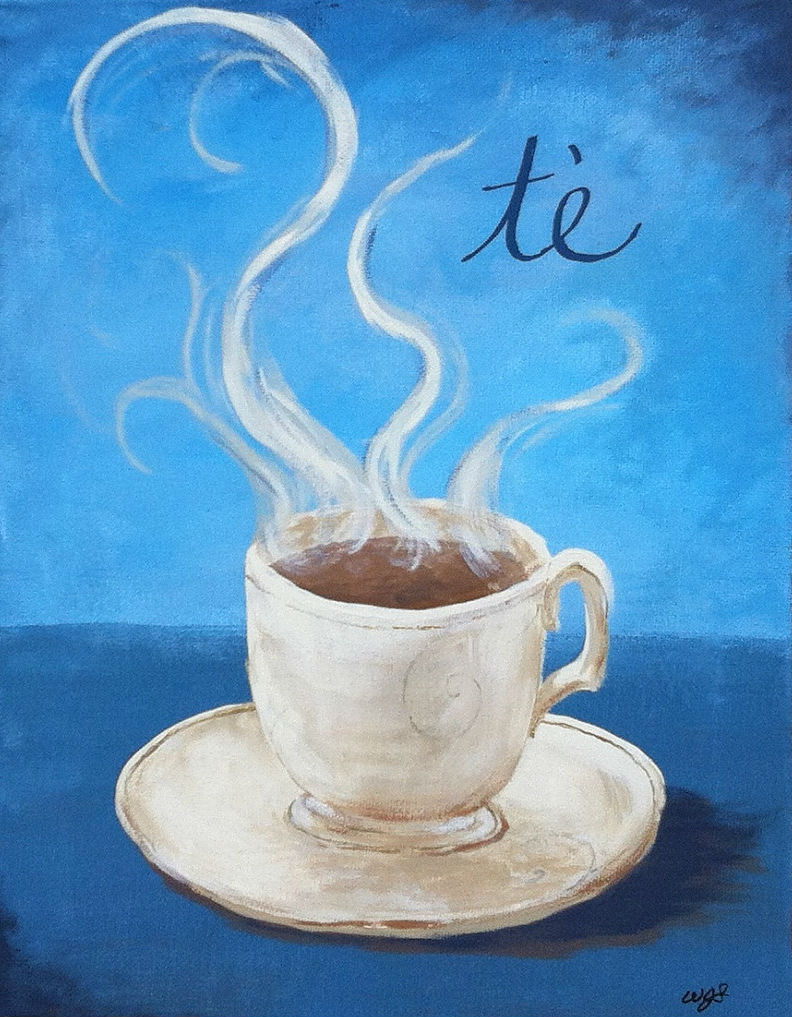 792x1017 Tea Cup 11x14 Custom Original Kitchen Painting On Canvas, Paint - Painting Tea Cup