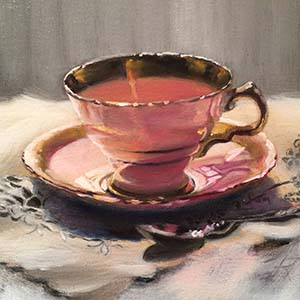 300x300 Teacup Oil Painting Art Gallery - Painting Tea Cup