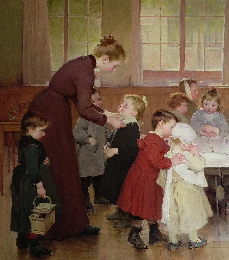 793x900 Nursery School Painting By Hneri Jules Jean Geoffroy - Painting Teacher
