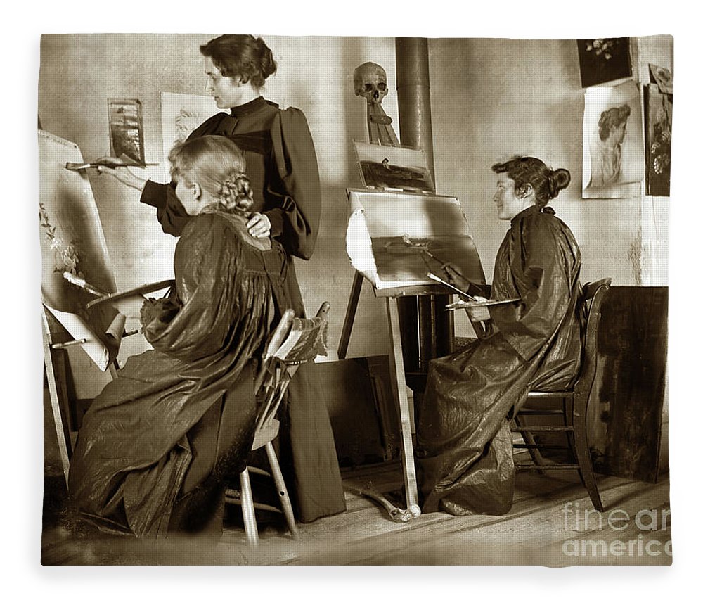 1000x860 Art Class Oil Painting Teacher And Art Students 1900 Fleece - Painting Teacher