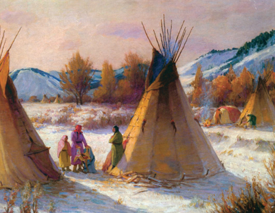 400x310 Indian Teepee Paintings Native American Indian Warriors Joseph - Painting Teepee