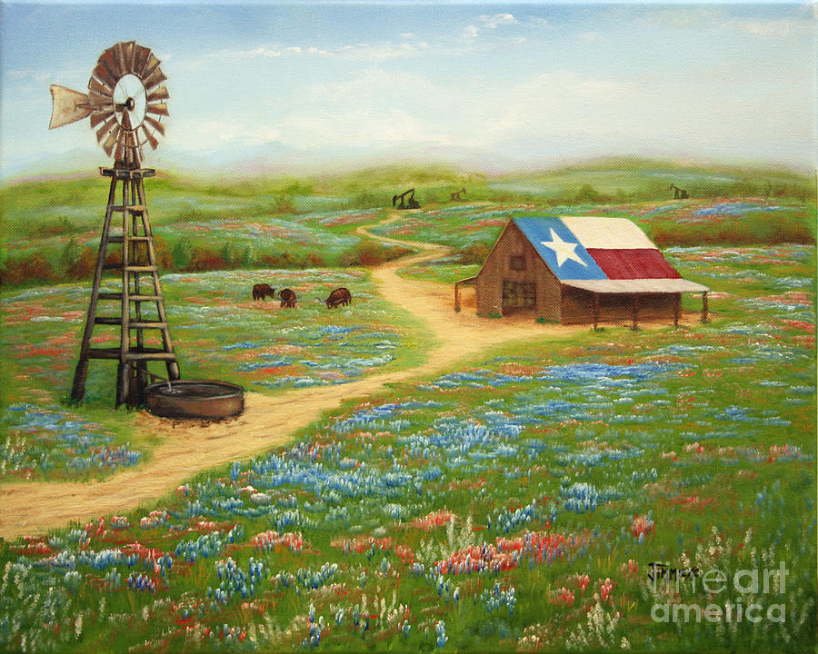900x720 Texas Countryside Painting By Jimmie Bartlett - Painting Texas