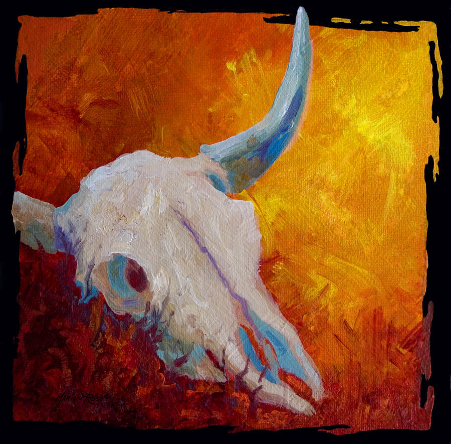 900x885 Texas Longhorn Skull Painting By Marion Rose - Painting Texas