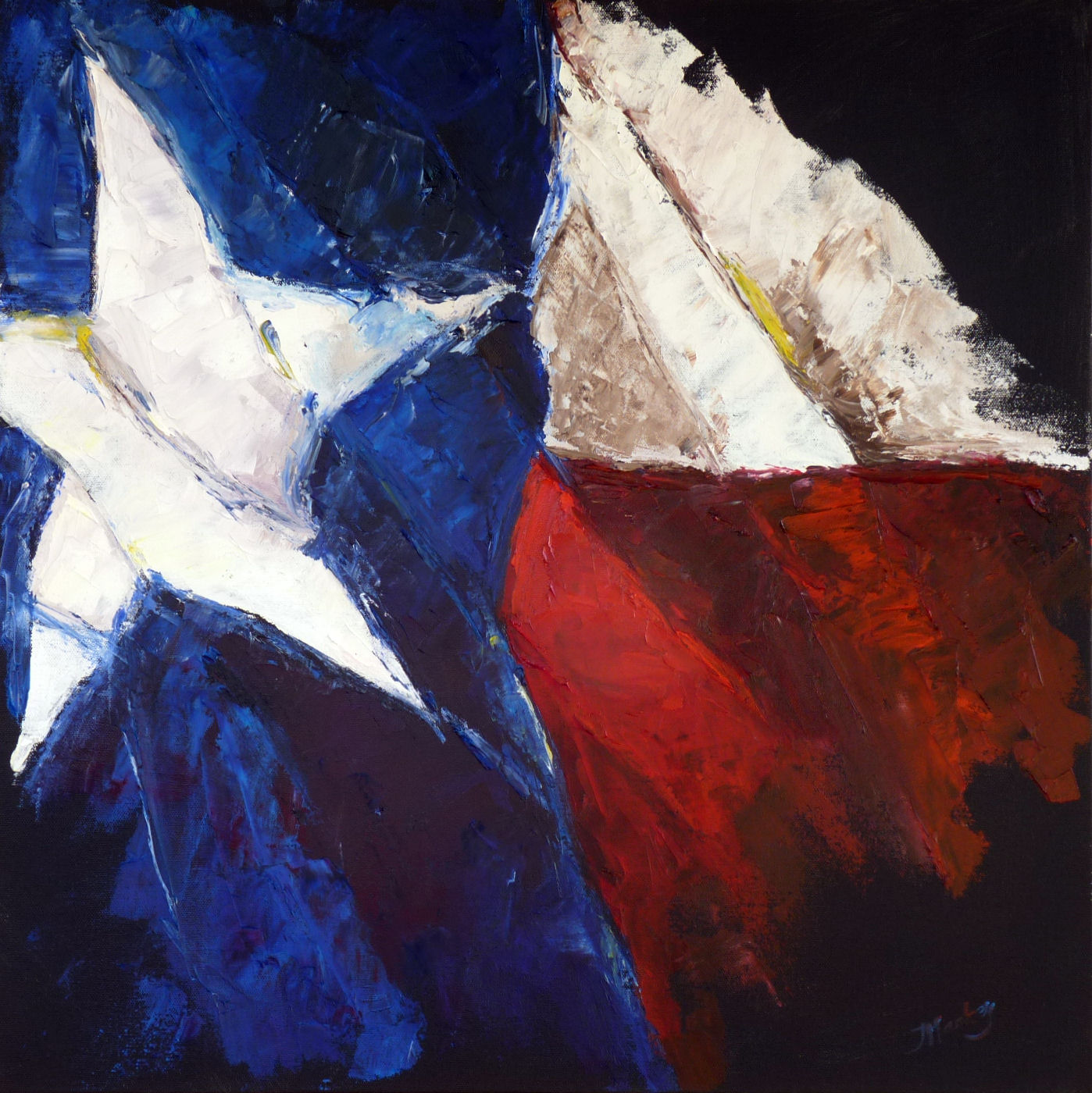 1398x1400 Daily Painters Abstract Gallery Texas Flag Palette Knife Painting - Painting Texas