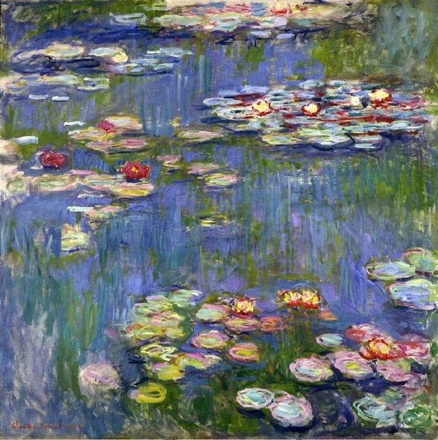 637x640 On The Canvas Wall Art Home Decor Gift Series Monet's Famous Water - Painting The Lily