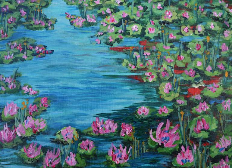 770x559 Saatchi Art The Lily Pond, Impressionism Art Painting By Kathy - Painting The Lily